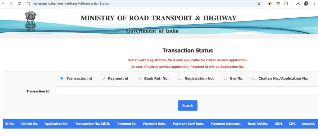 parivahan fancy number online payment