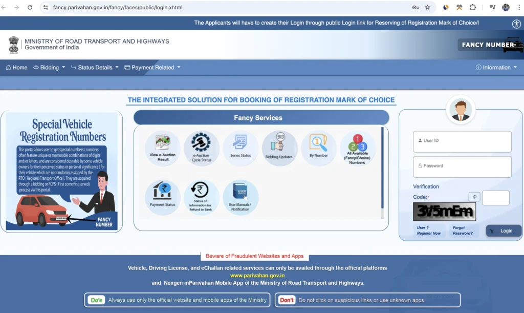 sarathi parivahan website